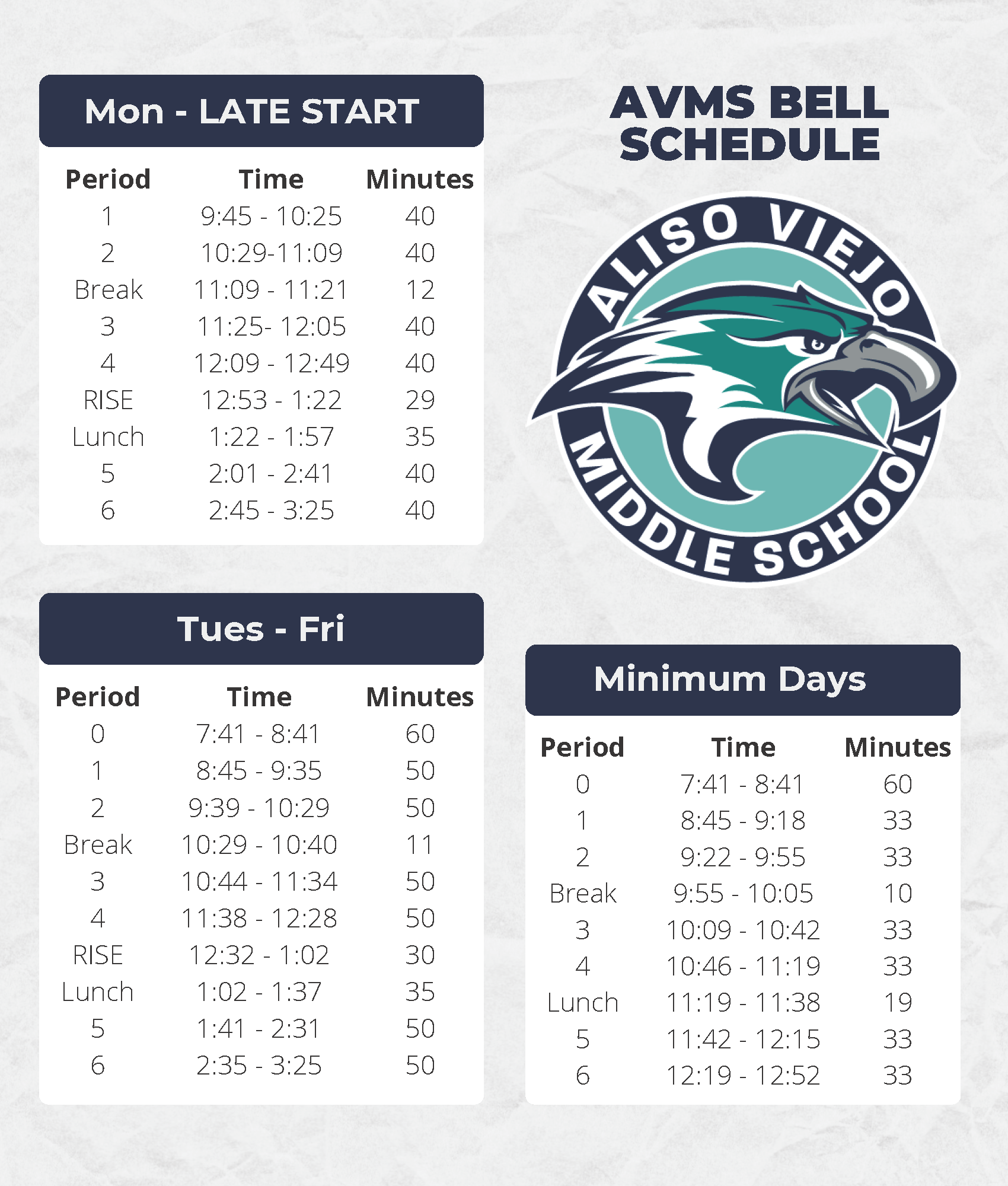 AVMS Bell Schedule