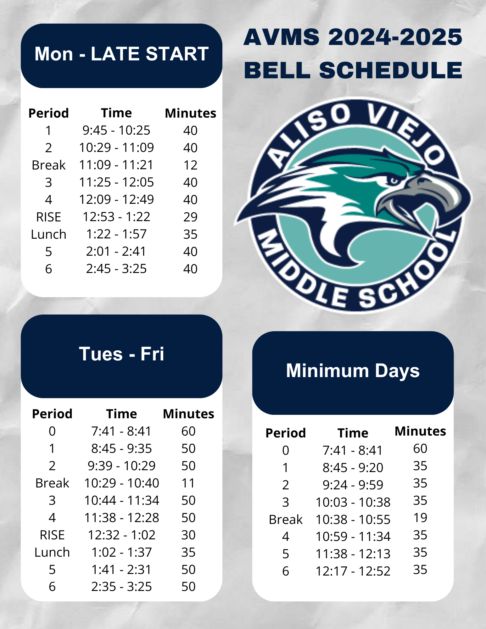 AVMS Bell Schedule